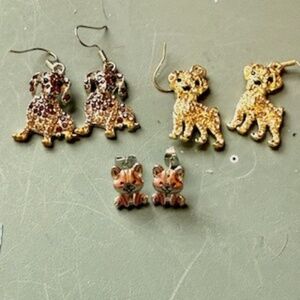 Rhinestone dog earrings (3 pair)